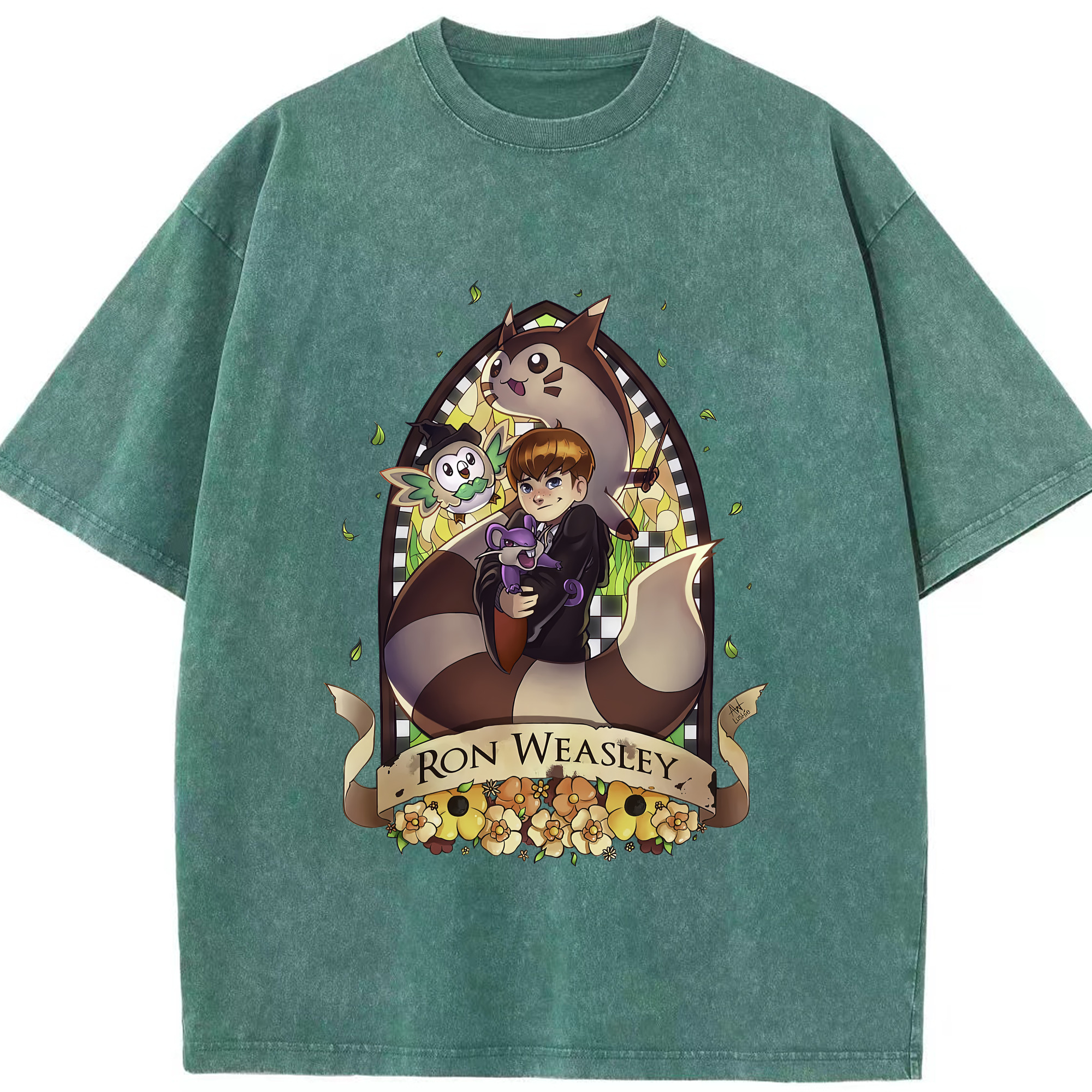（画像用） Harry Potter ハリー・ポッターシリーズ 綿100% ヴィンテージ風 半袖Tシャツ（フロントプリント）